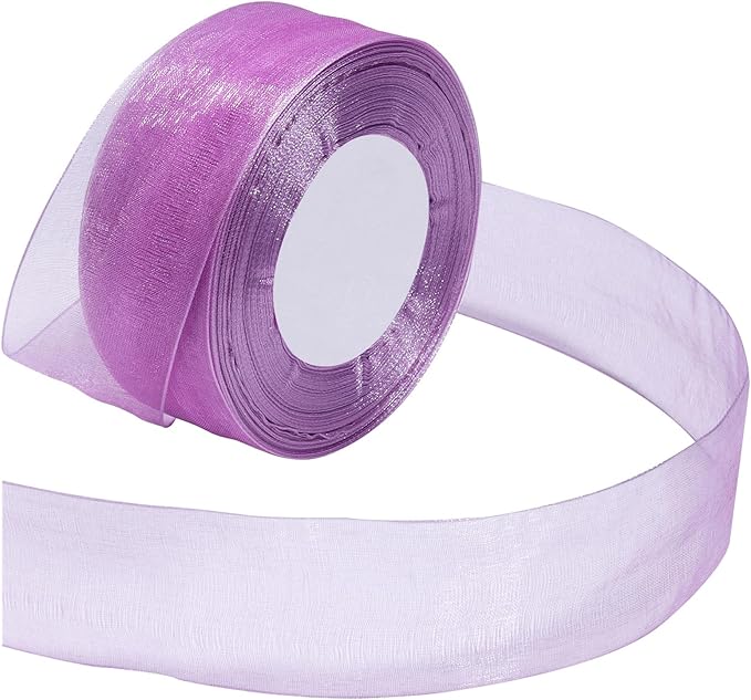 Light Purple Ribbon for Gift Wrapping 1-1/2 inch Sheer Organza Ribbon for Flower Bouquet Tulle Chiffon Ribbons for Wedding Invitations Christmas Decorations Crafts 50 Yards