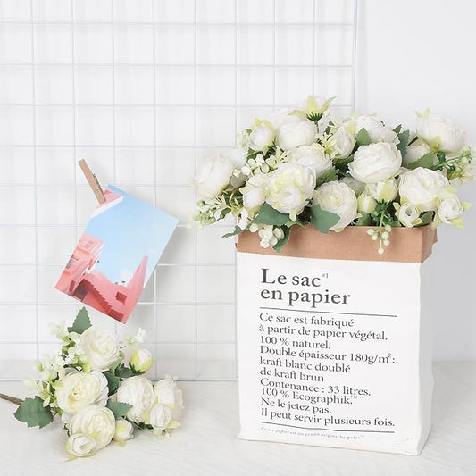 SOMYTING Peonies Artificial Flowers, Fake Flowers White Peonies Faux Flowers Vintage Artificial Silk Flower Peonies Bouquets Floral Arrangements Home Wedding Party Coffee Table Decor (White, 4PCS)