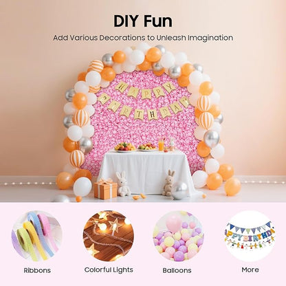 3D Flower Wall Panel, 20pcs Pink Artificial Floral Wall Backdrop, Realistic Silk Flower Backplanes, Roll Up Fake Flower Background for Valentines Wedding Party Photo Arrangement Decor