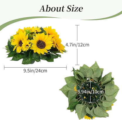 BLOSMON Sunflowers Artificial Flowers Ball - 10 Pcs Fake Yellow Sunflower Flowers CenterPieces Decoration for Wedding Table - Silk Kissing Floral Arrangements for Home Party Event DIY Decor