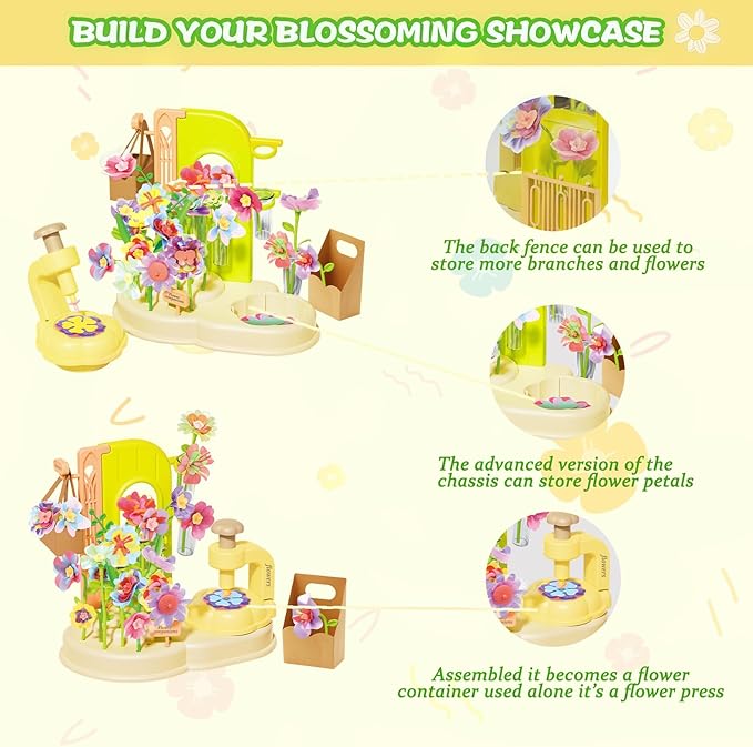 DIY Flower Bouquet Crafts Kit for Kids Ages 4-8, Fabric Flower Bouquets Toys, Arts and Crafts Flower Making Kit for Kids, Educational Creative Christmas Birthday Gift for 4 5 6 7 8 9 10 Year Old Girls