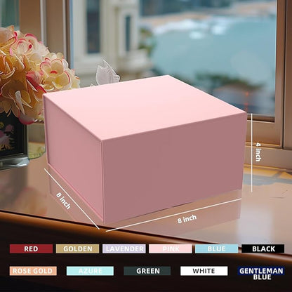 Gift Box 8x8x4 Inch with Magnetic Closure Lid Pink Gift Boxes For Presents,Bridesmaid Gifts Box,Birthday Gift box,Luxury for Gift Packaging, Magnetic Gift Box for Wrapping Gifts(Pink)
