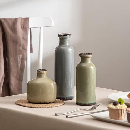 Bud Vase - Flower Vase Set - Decorative Vases - Ceramic Small Vase Set of 3 for Centerpieces - Ice Creak for Decor - Modern Decoration Vases for Home Farmhouse Table Office, Mini Vase by Lyeec