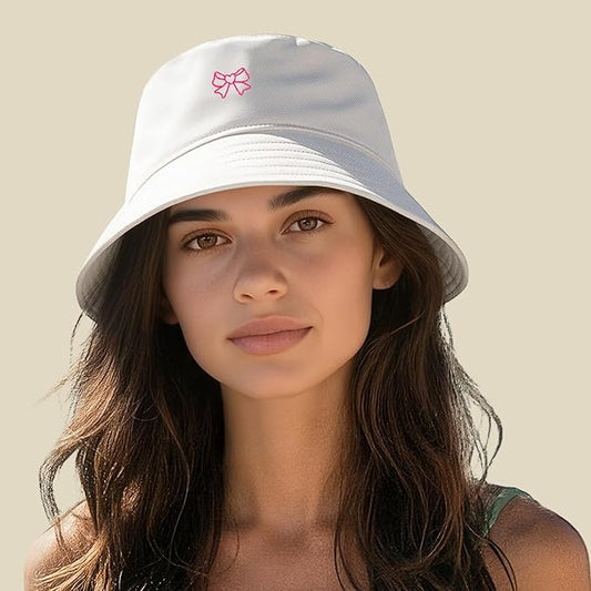 Fashion Embroidered Bucket Hat Cotton Summer Beach Sun Hat for Women Men Teen