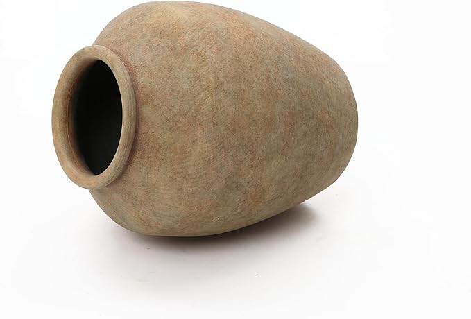 LuxenHome Rustic Flower Vase, 12.4" Tall Terracotta Vases with Earthy Brown Tones, Vintage Pottery for Dining Table Decor, Boho Ceramic Vase for Shelf Living Room Decor, Home Décor Accents