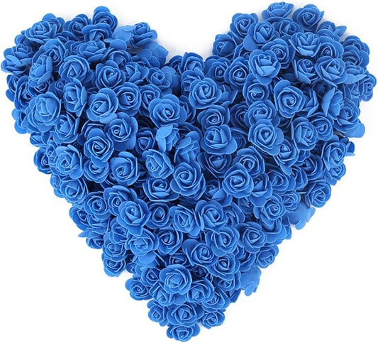 500pcs Mini Foam Rose Heads, Royal Blue Artificial Rose Foam Fake Flower for DIY Crafts Wedding Bouquets Baby Shower Centerpieces Floral Arrangements Tables Home Decorations(Royal Blue)