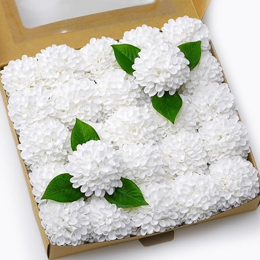 Artificial Wedding Dahlia Flowers 25 pcs Ivory Fake Roses w/Stem for DIY Wedding Decor Centerpieces Arrangements Bouquets(Ivory)