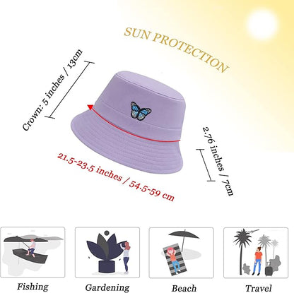 ZLYC Unisex Fashion Embroidered Bucket Hat Summer Fisherman Cap for Men Women