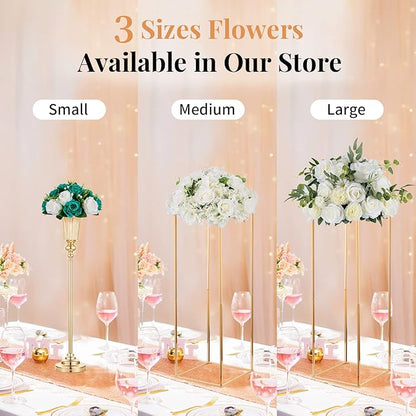 NUPTIO Flower Wedding Centrepieces for Tables - 10 Pcs 9.5in Diameter Teal & White Artificial Flowers Rose Ball for Centerpieces Table - Fake Rose Arrangements for Weddings Birthday Party Decorations
