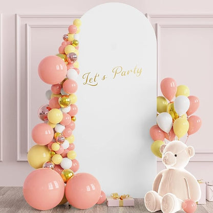 Wokceer 5FT Wedding Arch Backdrop Cover Spandex Fitted White Wedding Arch Covers Round Top Chiara Arches Backdrop Cover for Birthday Party Ceremony Banquet Decoration
