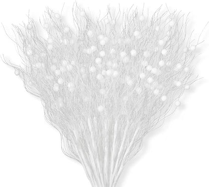 KI Store White Christmas Tree Picks Sprays Set of 20 Glittered Twigs Decor for Christmas Tree Decoration Wreath Garland Floral Arrangement