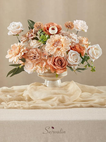 Serwalin Nude Color Artificial Flowers Combo Silk Flowers with Stems Boho Flowers Fake Cake Flowers for DIY Wedding Bouquets Centerpieces Arrangements Baby Shower Party Home Decorations