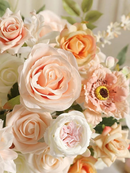Artificial Flowers,Champagne Pink Silk Fake Flowers for DIY Wedding Bridal Bouquets, Wedding Cake Flowers for Table Centerpieces Baby Shower Birthday Party Home Decorations