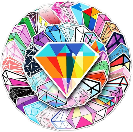 Diamonds Stickers for Teens Boy Girls Kids|50 Pcs|Cartoon Vinyl Waterproof Stickers for Laptop Computer Phone Luggage Flasks Water Bottle Bike Car Notebook Tablet,Decorative Decals Pack(Diamonds)