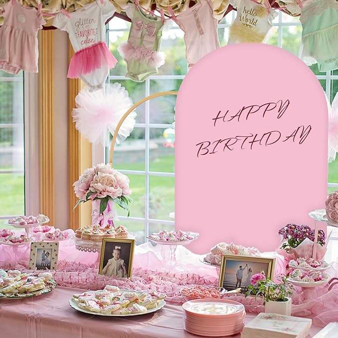 Metal Arch Backdrop Stand and Cover Set, 8FT, 7.2FT Party Backdrop, Easy to Assemble, Backdrop Stand for Parties, Birthday, Baby Shower