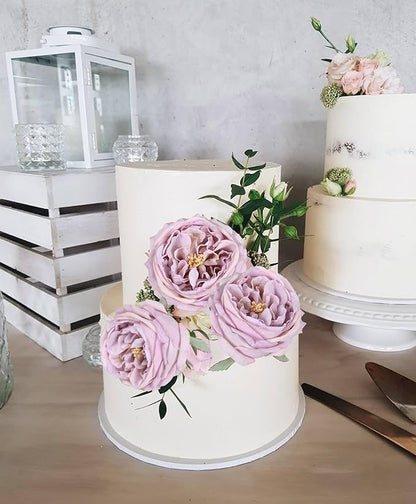 Real Touch Purple Austin Roses Peonies Artificial Flowers 4 Bouquets Latex Fake Peonies with Long Stem Realistic Faux Peonies for Wedding Party Home Table Centerpieces Decor (Light Purple)