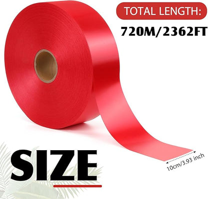 Syhood Outdoor Leaf Ribbon Floral Satin Ribbon for Crafts Aspidistra Waterproof Holiday Outdoor Decoration (4 Inch X 786 Yards,Red)