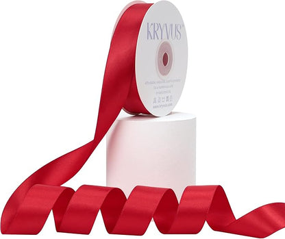 Red Satin Ribbon, Double Faced 7/8 Inch X 25 Yards, Premium Satin Ribbon for Gift Wrapping, Crafts, Hair Bow Making, Sewing, Flower Bouquet, Wedding Party Decor