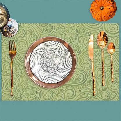 PVC Placemats Set of 6 Sage Green Abstract Art Wipeable Table Mats Washable Heat Resistant Non Slip Vinyl Dining Table Mat for Kithen Indoor Outdoor Patio Farmhouse Place Mats Decorative