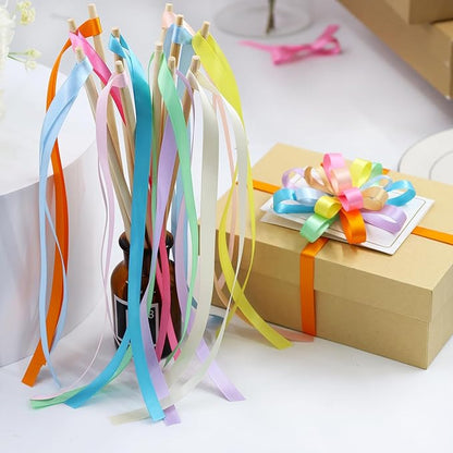 12 Rolls Pastel Rainbow Ribbon 3/8" X 60 Yards Thin Double Face Satin Ribbon Assortment for Crafts, Wreath, Gift Wrapping, Birthday Baby Shower Party Decoration and DIY Handmade Hair Bows