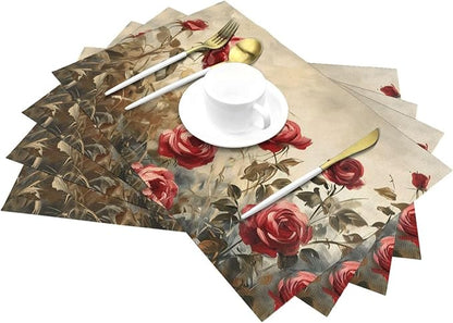 Placemats Set of 4 PVC Woven Place Mats Heat Resistant Easy to Clean for Indoor Outdoor Party Kitchen Dining Table Decoration 12"x18"