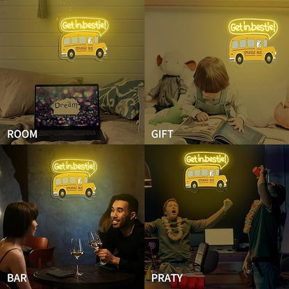 Struggle Bus Neon sign, Funny neon sign USB Powered Dimmable LED Sign for Wall Decor, Gothic Wall Decor Funny Sign Led Signs, Bus Sign for Children's Bedroom Wall, Halloween Home Decor