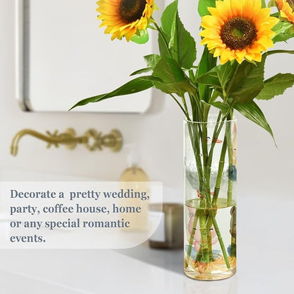 Flower Vase Clear Plastic Cylinder Vases Decor for Centerpieces Home Storage Office Weddings Cartoon Ballet Animals Duck Rabbit Sheep 11.8 x 3.9 in