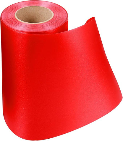 Syhood Outdoor Leaf Ribbon Floral Satin Ribbon for Crafts Aspidistra Waterproof Holiday Outdoor Decoration(6 Inch X 30 Yards,Red)