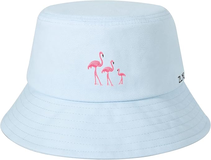 ZLYC Unisex Fashion Embroidered Bucket Hat Summer Fisherman Cap for Men Women