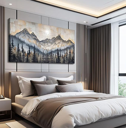 PHAOHUAXM Large Canvas Wall Decor For Bedroom Large Wall Art For Living Room Dining Room Modern Office Abstract Ink-Wash Landscape Mountain Wall Pictures Artworks Home Decor Ready To Hang 30"X60"