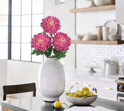 Hollyone 3Pcs Fake Mums Flowers Pink Artificial Chrysanthemum Flowers Silk 30" Long Stem Floral Arrangements Bouquets Faux Spider Mum Flower Pincushion Flower Bush Spring Home Decor