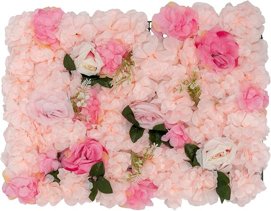 20 PCS Artificial Flower Wall Panel,Each Panel 24" x 16"3D Silk Rose Hydrangea Floral Backdrop,Handmade Eco-Friendly Flower Wall Photo Backdrop Decor (type3)