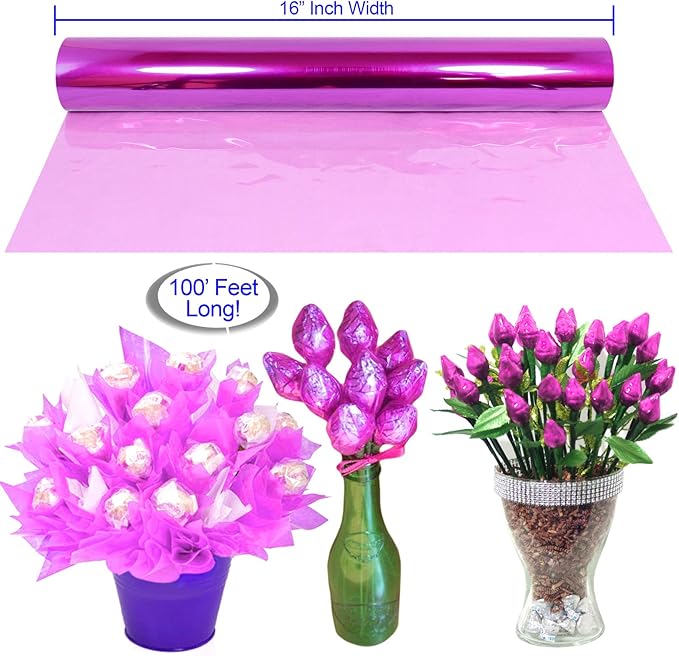 AnapoliZ Cellophane Wrap Roll Lavender | 100’ Ft. Long X 16” in. Wide | 2.3 Mil Thick Transparent Lavender | Gifts, Baskets, Treats, Cellophane Wrapping Paper | Colorful Cello Easter, Spring Color
