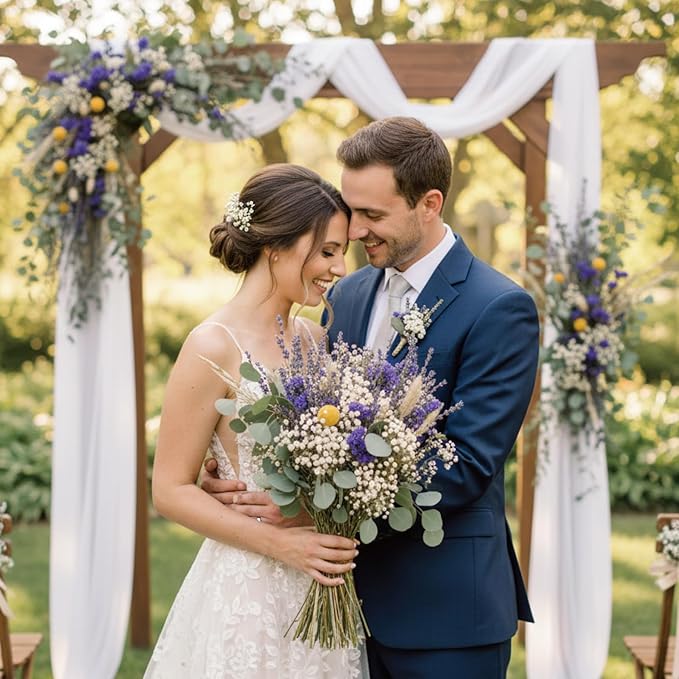 4 Pack Large Lavender Dried Bouquet 15-17 Inch, Handmade Dried Floral Flowe for Wedding Decor, DIY Vase Arrangement, Photo Backdrops, Wedding Lapel Flowers and Home Floral Display