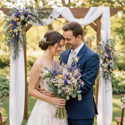 4 Pack Large Lavender Dried Bouquet 15-17 Inch, Handmade Dried Floral Flowe for Wedding Decor, DIY Vase Arrangement, Photo Backdrops, Wedding Lapel Flowers and Home Floral Display