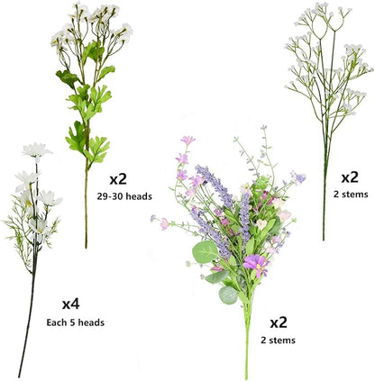18"-20" Artificial Wildflower Bouquet, Fake Wild Flower Arrangment Faux Daisy & Gerbera Arrangement, Pre-arranged Silk Floral, Bendable Stems, Greeting Card, Rustic Farmhouse Wedding Centerpiece