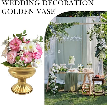 Metal Vases for Table Centerpieces 10 Pcs 4.7 Inch Gold Vases Golden Compote Pedestal Vase,Gold Vases for Centerpieces Flower Holders Center Pieces for Weddings Party Anniversary Decorations