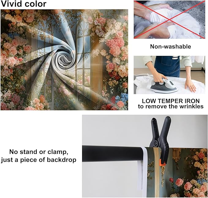 Baocicco 7x5ft Flower Wall Backdrop Photography European Style Oil Painting Floral Wedding Background Women Girls Lady Birthday Party Decorations Wedding Bridal Shower Banner Supplies Props Video