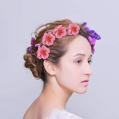 Artificial Silk Cherry Blossom Flower Heads, Fake Fabric Sakura Floral Head Decor for Bridal Hair Clips Headbands Dress DIY Accessories Wedding Party Supply Table Decorative (100pcs Pink)