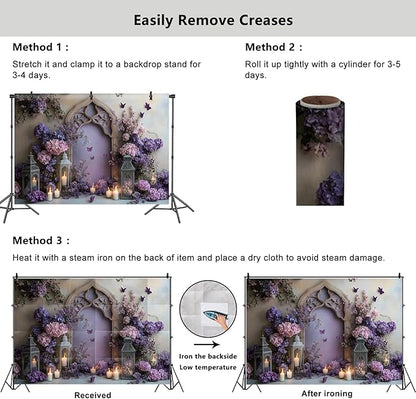 YongFoto Elegant Flower Wall Backdrop 8x6.5ft Floral Butterfly Candle Photography Background Baby Bridal Shower Wedding Girl Birthday Party Banner Room Decor Portrait Photoshoot Wallpaper Photo Booth