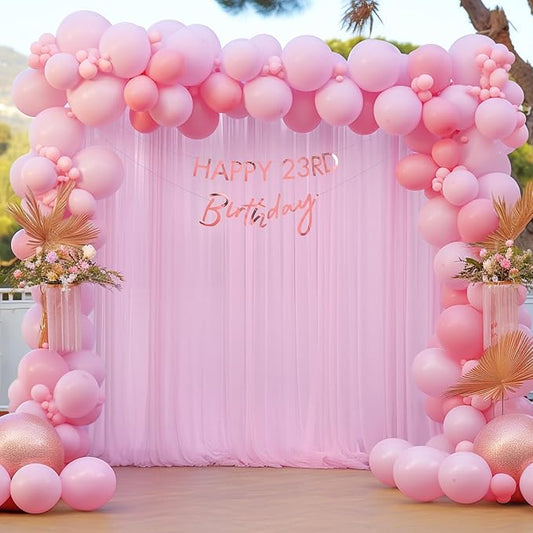 10x10 Pink Tulle Backdrop Curtains for Parties, Sheer Backdrop Curtain Wedding Photo Background Drapes for Baby Shower Photography Birthday Party