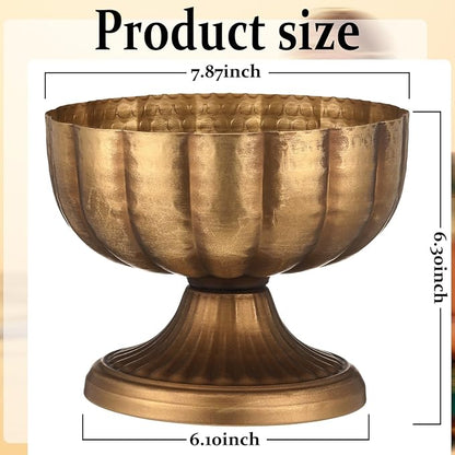 4 Pcs Distressed Gold Compote Vase for Centerpieces Compote Bowl 8'' Wide Vintage Decorative Antique Urn Planter Vase for Wedding Event Anniversary Party Indoor Outdoor Activity