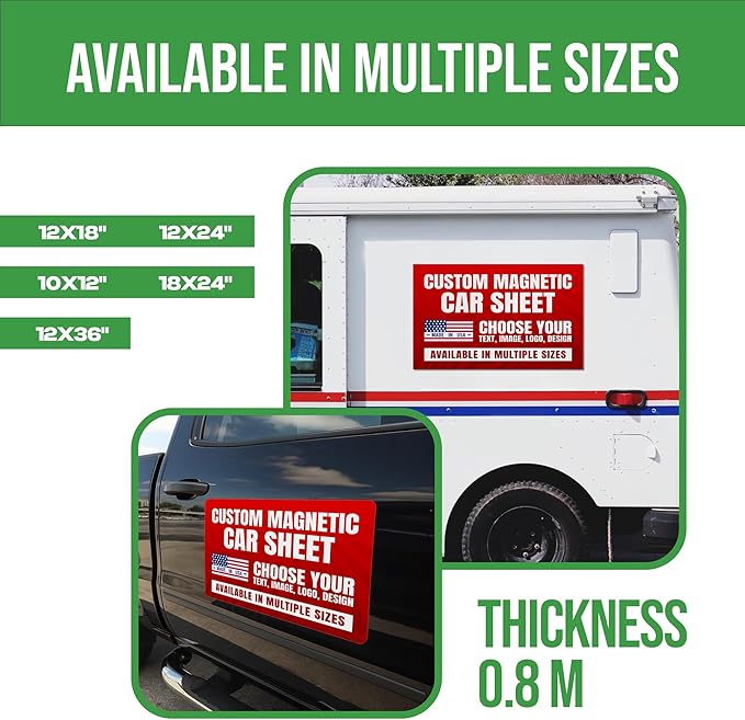 Pack of 2 Custom Vehicle Signs by BCB – Personalized Magnetic Door Decals | Removable Advertising Signage for Cars, Trucks & Vans | Customizable Magnetic Sheets | Multiple Sizes | Made in USA