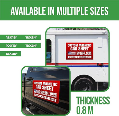 Pack of 2 Custom Vehicle Signs by BCB – Personalized Magnetic Door Decals | Removable Advertising Signage for Cars, Trucks & Vans | Customizable Magnetic Sheets | Multiple Sizes | Made in USA