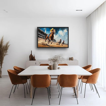 Werstern Cowboy Large Wall Art Horse Race Running Pictures Wall Decor Arena Canvas Animal Print Painting Modern Artwork Home Decoration for Living Room Bathroom Bedroom Office Framed 36"x24"