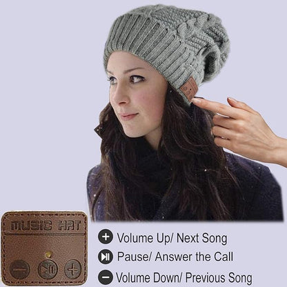 Wireless Hat Music Beanie Women Men Unisex Musical Beanie Hat Winter Warm Cap with Over Ear Headset Headphones Earphone Speaker Beanie Hat