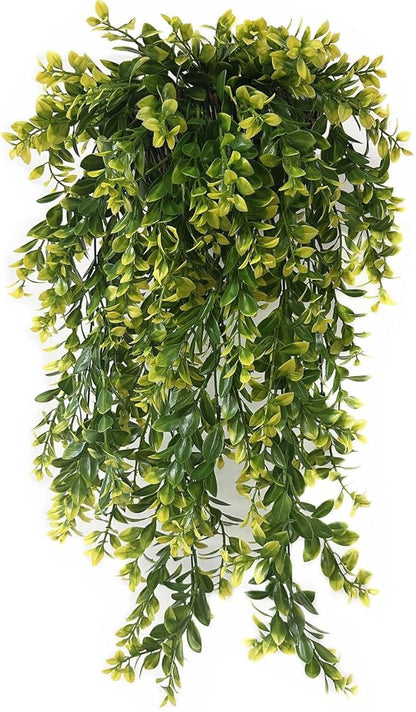 PASYOU Fake Hanging Vines, Artificial Plants Plastic Leaves Faux Vine Greenery Ivy Plant for Indoor Outdoor Garden Office Bathroom Decor Wedding Party Christmas Baskets DIY Decoration Yellow 2 Pack