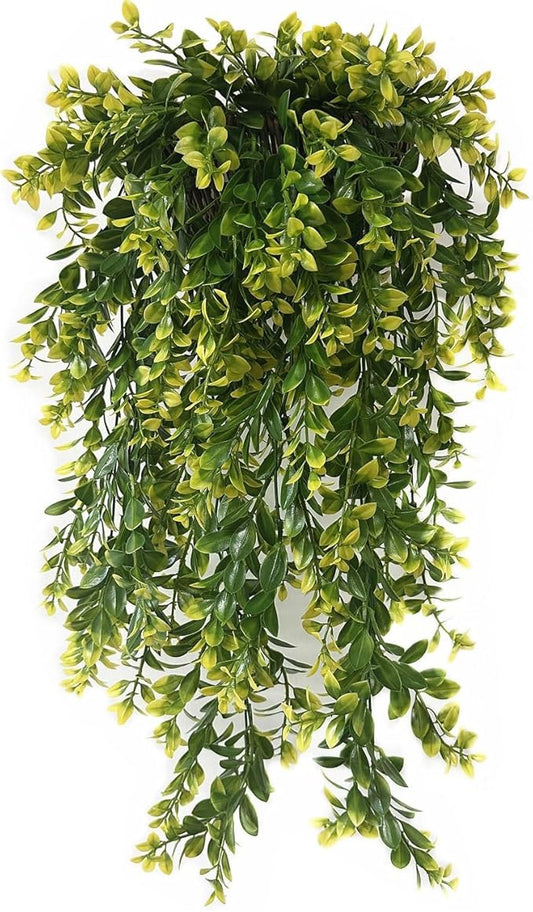 PASYOU Fake Hanging Vines, Artificial Plants Plastic Leaves Faux Vine Greenery Ivy Plant for Indoor Outdoor Garden Office Bathroom Decor Wedding Party Christmas Baskets DIY Decoration Yellow 2 Pack