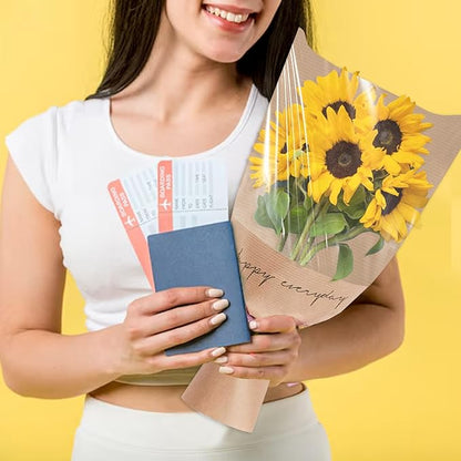 Hying 20 Pieces Flower Wrapping Bags for Bouquets, Floral Packing Sleeves Pink Kraft Paper Bouquet Bags Wrapping Sleeves for Teacher Graduation Wedding Mother's Day Gift
