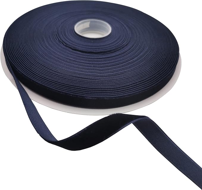 Navy Blue Velvet Ribbon Single Faced,3/8 Inch X 25Yards Spool